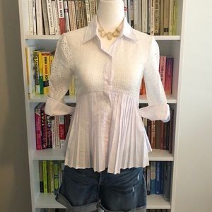 Anthropologie white button down blouse